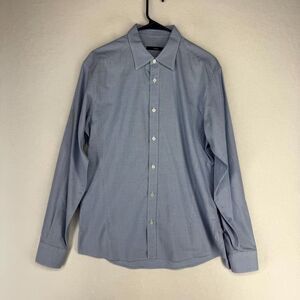 Z Zegna Drop 8 Mens Blue cotton Long Sleeve Button Down Dress Shirt Size 42-16.5